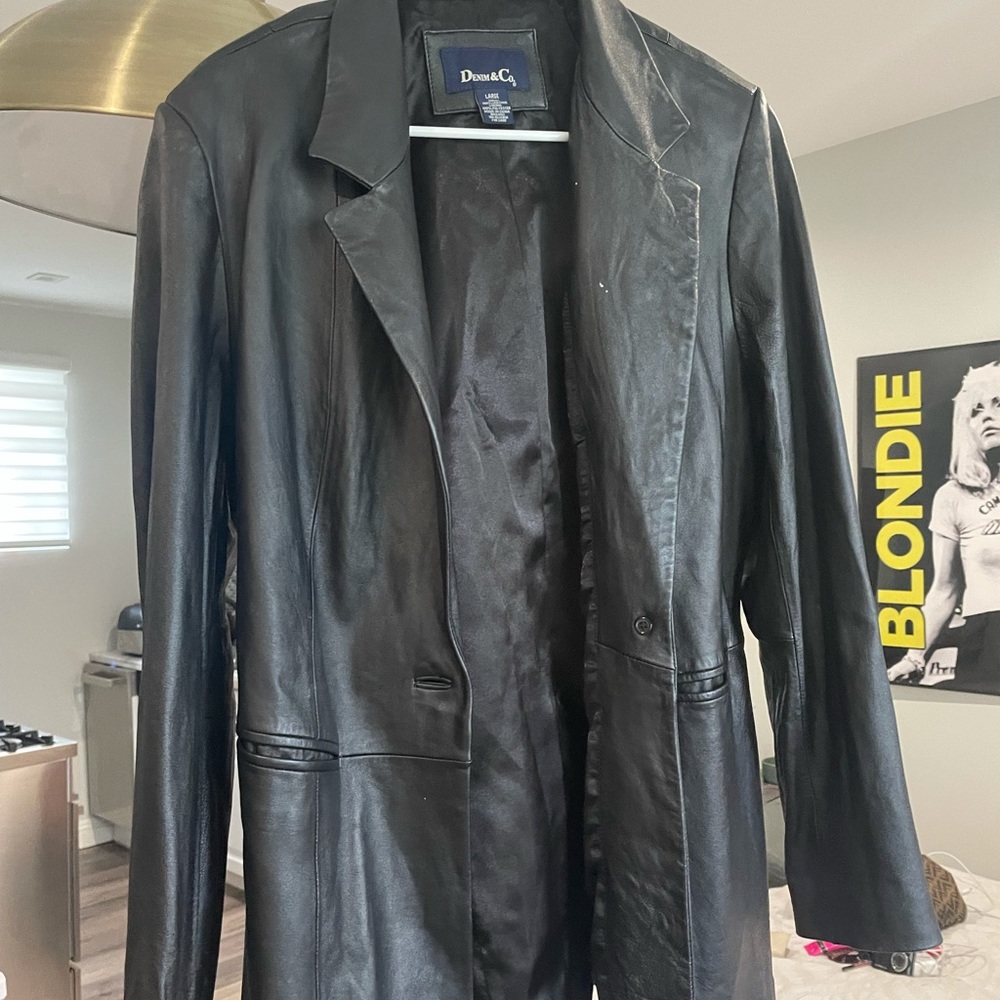 Oversized leather blazer jacket coat